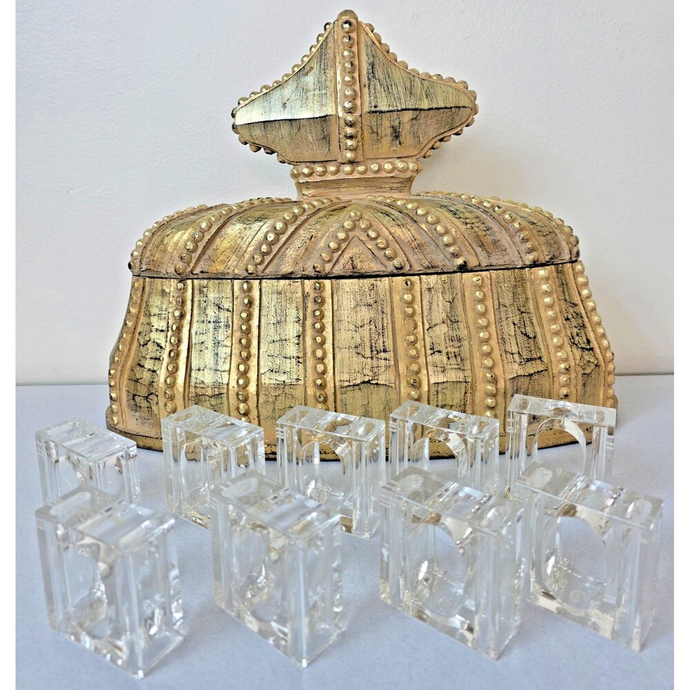 Vintage 9 Square LUCITE Napkin Rings Salt & Pepper Shakers